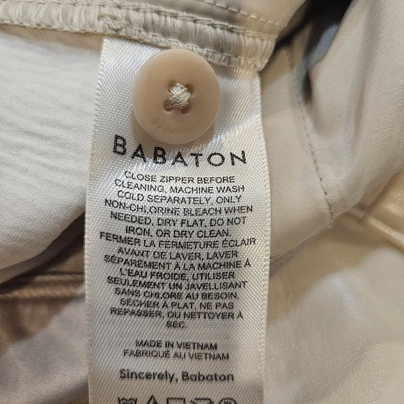 Aritzia Babaton Vegan Leather Beige Cream Pants - Picture 6 of 15